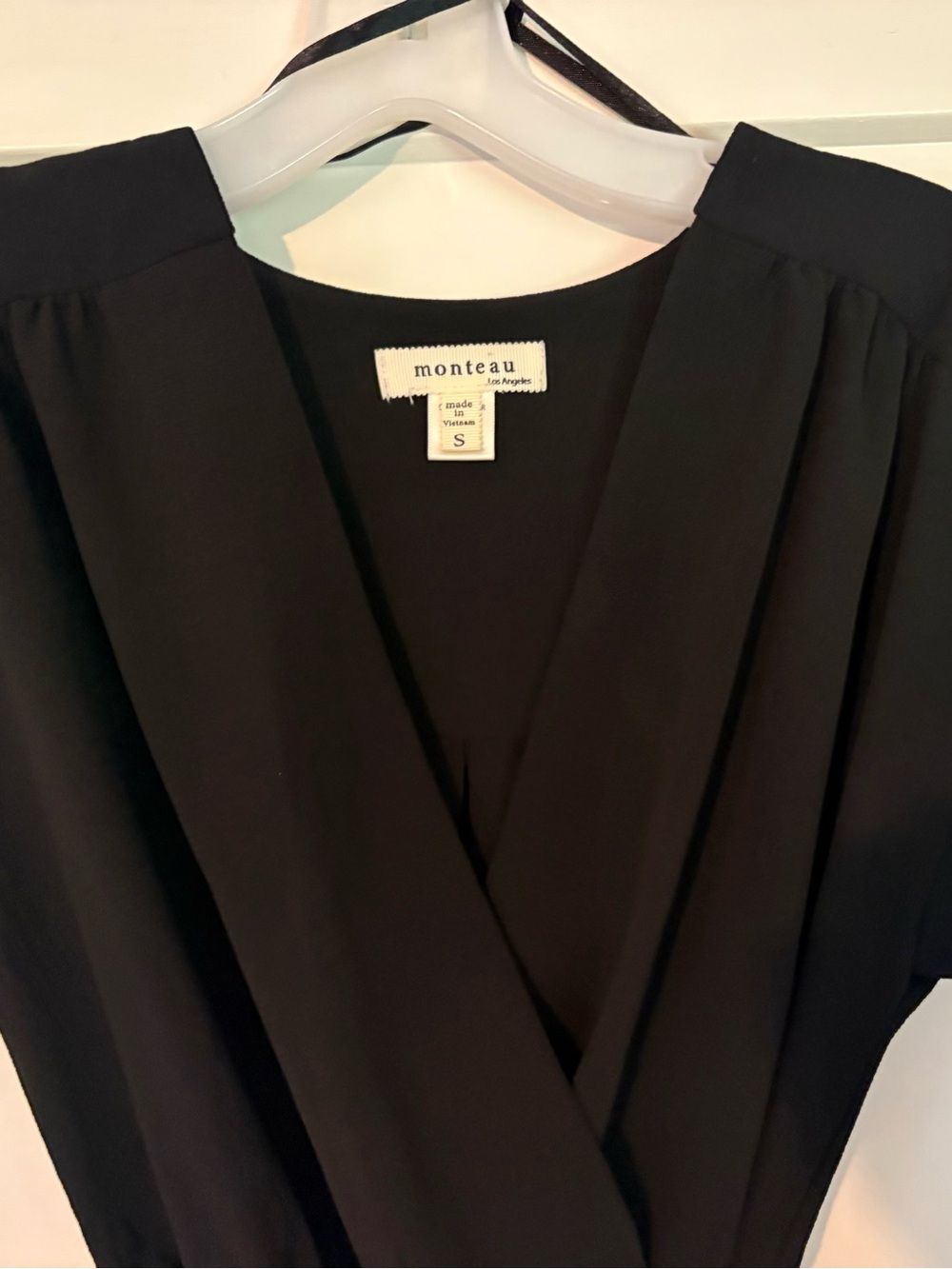 Monteau Black Midi Wrap Dress with Tie Waist. Small - Picture 2 of 4